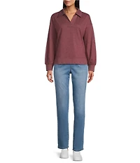 Westbound Long Sleeve V-Neck Collared Knit Top