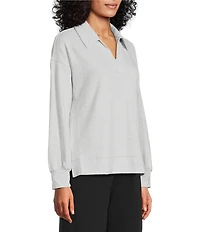 Westbound Long Sleeve V-Neck Collared Knit Top