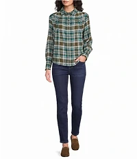 Westbound Long Sleeve Y-Neck Button Front Blouse