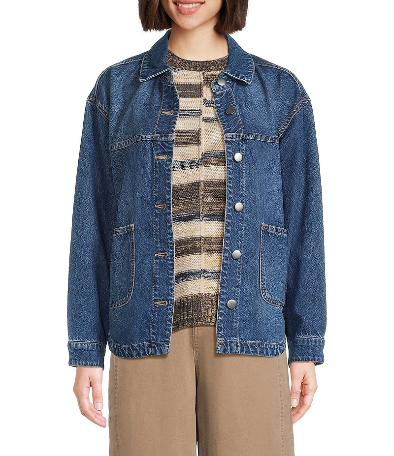 Westbound Long Sleeved Button Front Denim Jacket