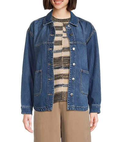 Westbound Long Sleeved Button Front Denim Jacket