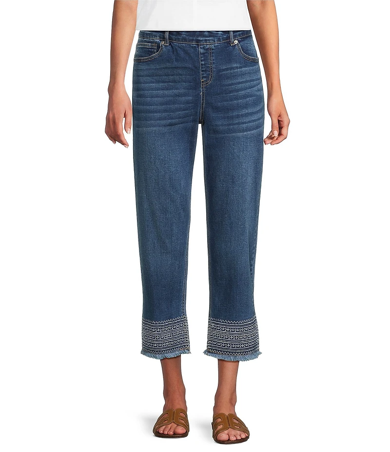 Westbound Mid Rise Embroidered Straight Leg Crop Pants