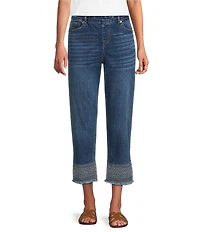 Westbound Mid Rise Embroidered Straight Leg Crop Pants