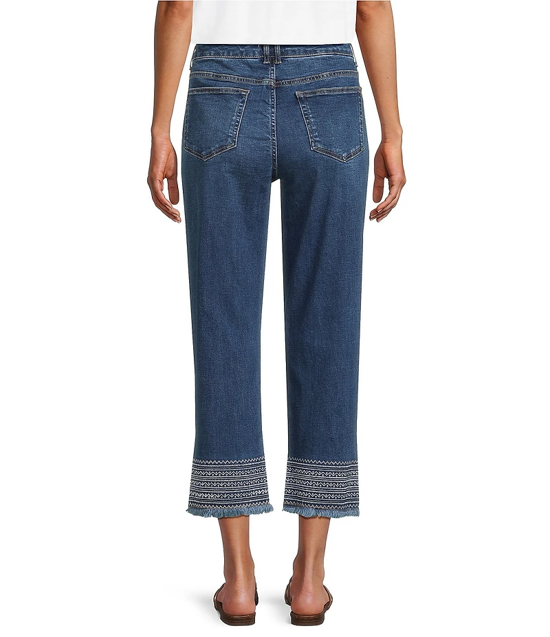 Westbound Mid Rise Embroidered Straight Leg Crop Pants