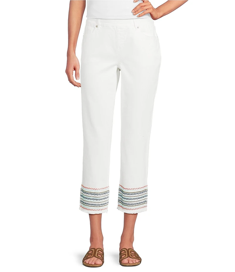 Westbound Mid Rise Embroidered Straight Leg Crop Pants