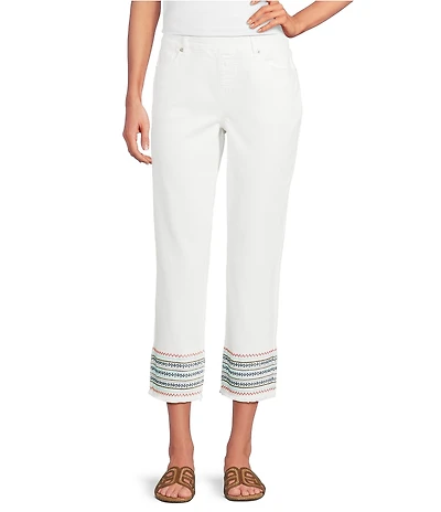 Westbound Mid Rise Embroidered Straight Leg Crop Pants