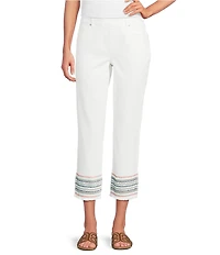 Westbound Mid Rise Embroidered Straight Leg Crop Pants