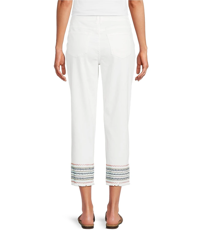 Westbound Mid Rise Embroidered Straight Leg Crop Pants