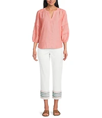 Westbound Mid Rise Embroidered Straight Leg Crop Pants