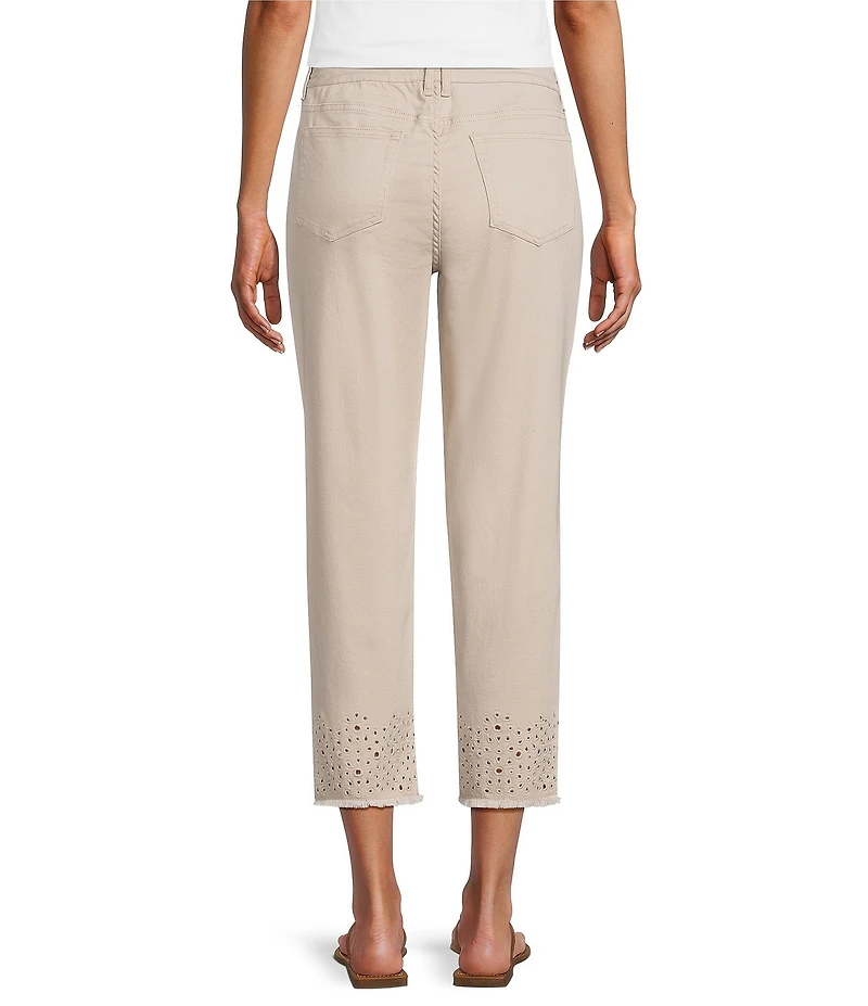 Westbound Mid Rise Embroidered Straight Leg Crop Pants