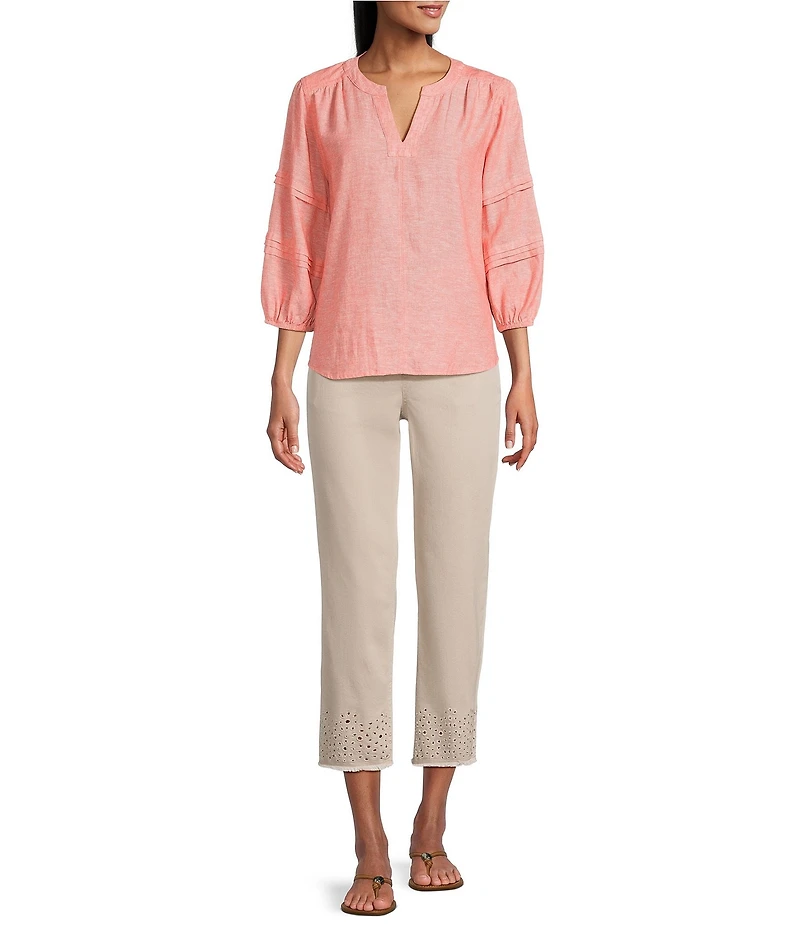 Westbound Mid Rise Embroidered Straight Leg Crop Pants