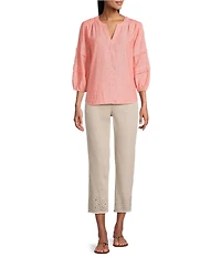 Westbound Mid Rise Embroidered Straight Leg Crop Pants
