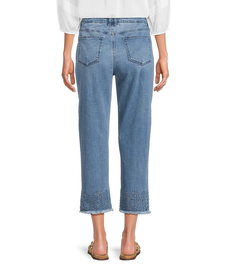 Westbound Mid Rise Embroidered Straight Leg Crop Pants