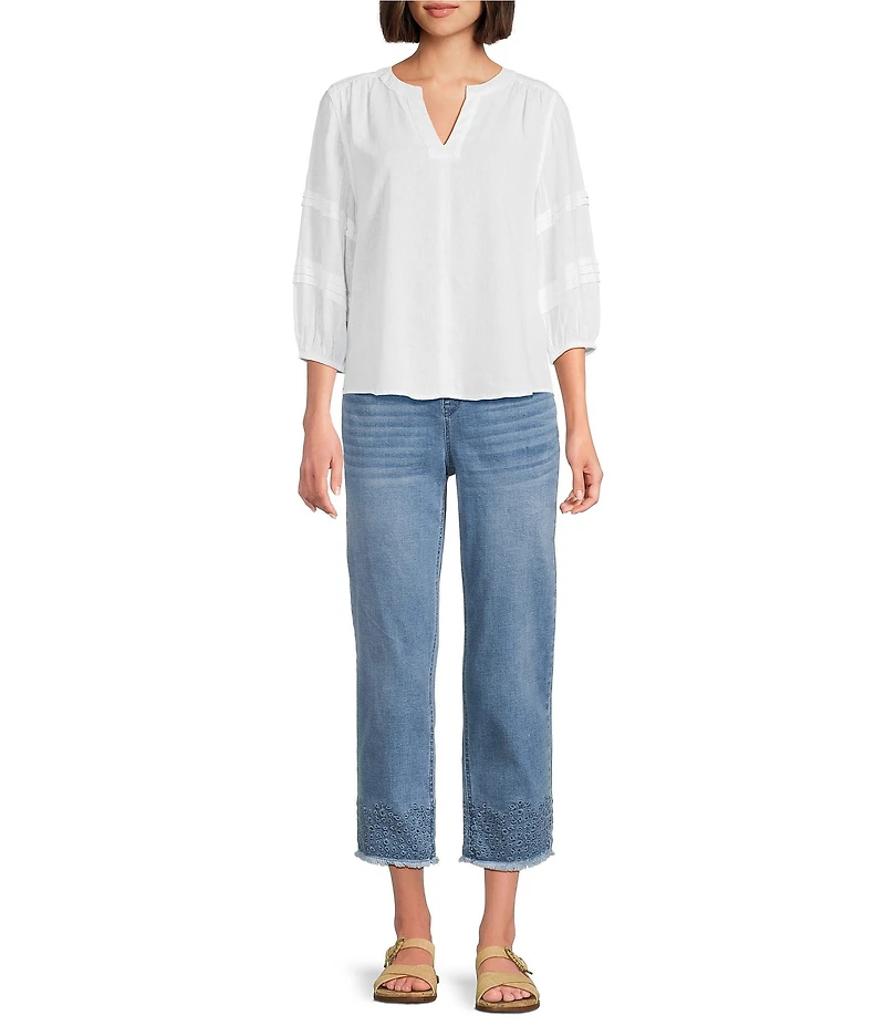 Westbound Mid Rise Embroidered Straight Leg Crop Pants