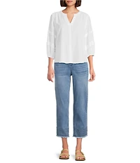 Westbound Mid Rise Embroidered Straight Leg Crop Pants