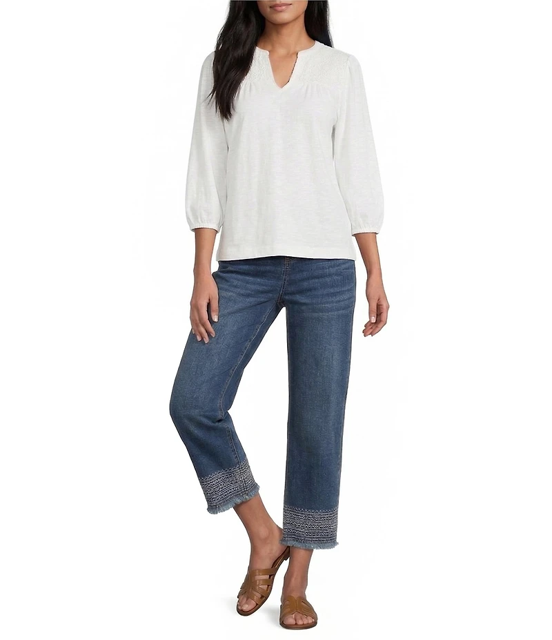 Westbound Mid Rise Embroidered Straight Leg Crop Pants