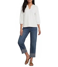 Westbound Mid Rise Embroidered Straight Leg Crop Pants