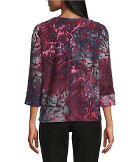 Westbound Notch Collar Printed 3/4 Sleeve Blouse