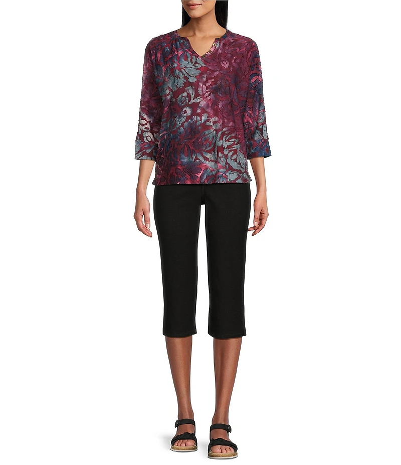 Westbound Notch Collar Printed 3/4 Sleeve Blouse