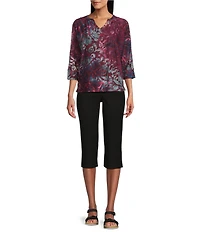 Westbound Notch Collar Printed 3/4 Sleeve Blouse
