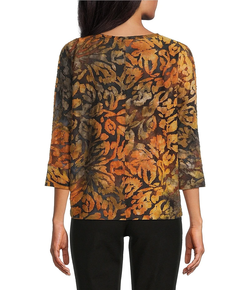 Westbound Notch Collar Printed 3/4 Sleeve Blouse