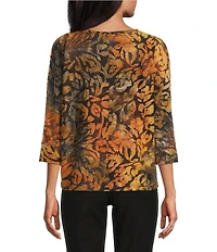 Westbound Notch Collar Printed 3/4 Sleeve Blouse