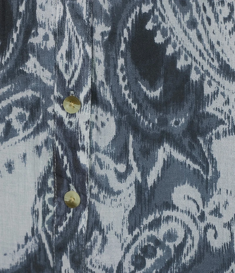 Westbound Paisley Swirl 3/4 sleeve Button Front Top