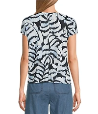 Westbound Palm Leaves V-Neck Cap Sleeve Top
