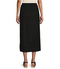 Westbound Linen Patch Pocket Front Slit Midi Skirt
