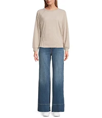 Westbound Petite Crewneck Long Sleeve Pullover Top