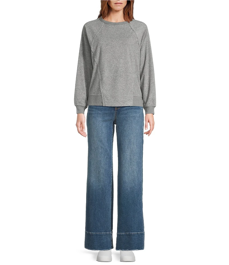 Westbound Petite Crewneck Long Sleeve Pullover Top