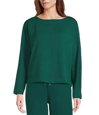 Westbound Petite Long Sleeve Crew Neck Seamed Knit Top