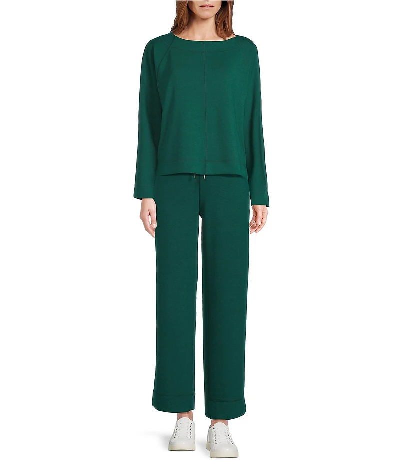Westbound Petite Long Sleeve Crew Neck Seamed Knit Top