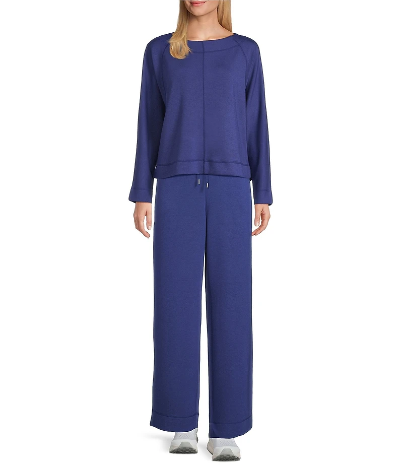 Westbound Petite Long Sleeve Crew Neck Seamed Knit Top