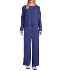 Westbound Petite Long Sleeve Crew Neck Seamed Knit Top