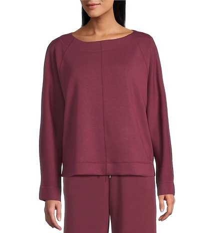 Westbound Petite Size Coordinating Long Sleeve Crew Neck Seamed Knit Top