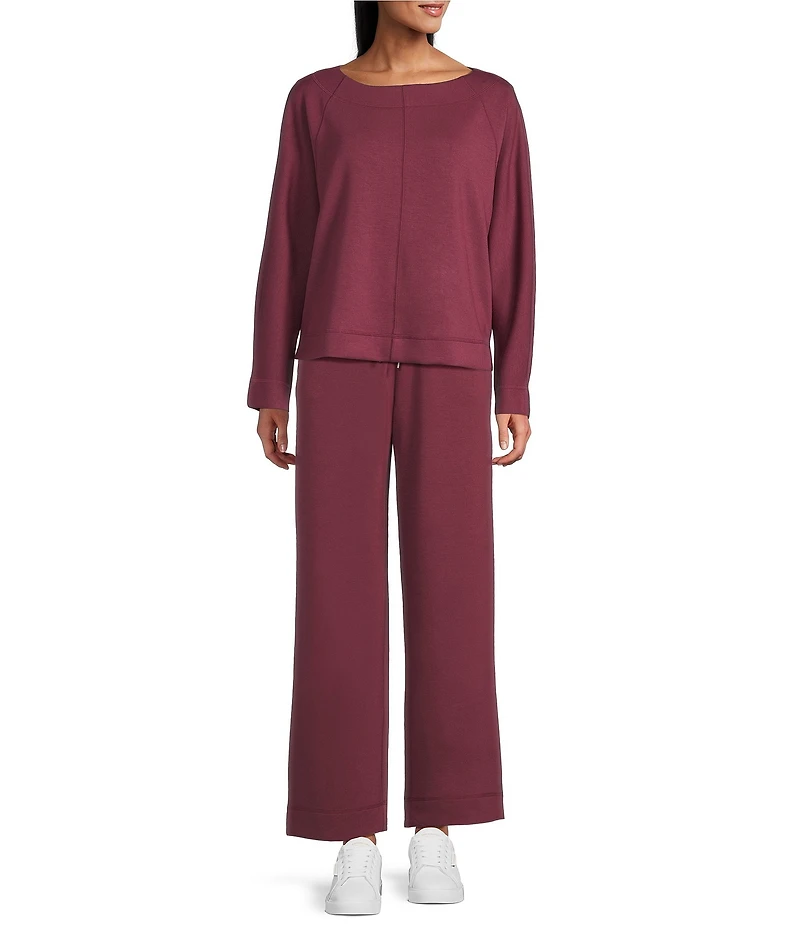 Westbound Petite Long Sleeve Crew Neck Seamed Knit Top