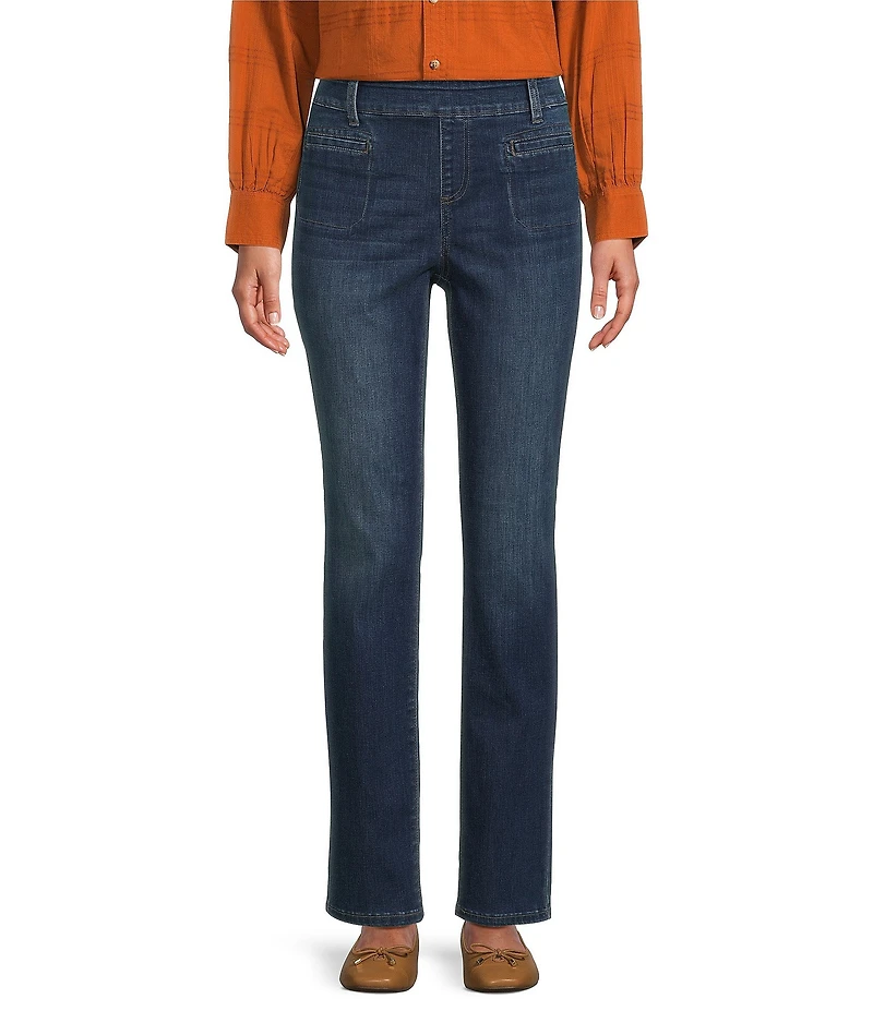 Westbound Petite High Rise Patch Pocket Straight Leg Pull-On Pants