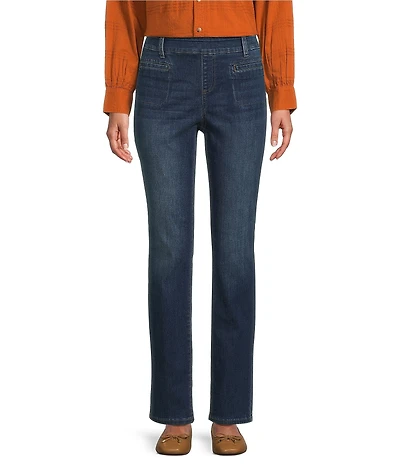 Westbound Petite High Rise Patch Pocket Straight Leg Pull-On Pants