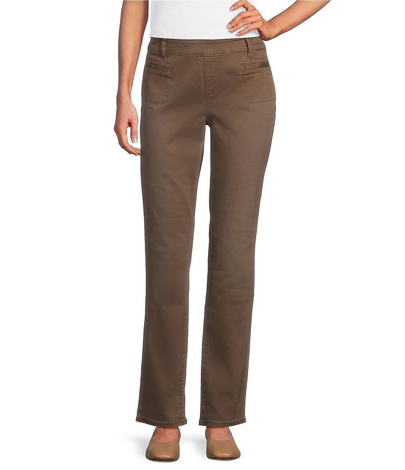 Westbound Petite High Rise Patch Pocket Straight Leg Pull-On Pants