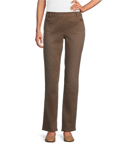 Westbound Petite High Rise Patch Pocket Straight Leg Pull-On Pants