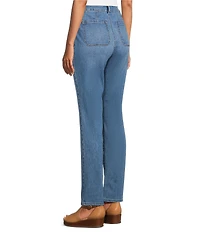 Westbound Petite High Rise Patch Pocket Straight Leg Pull-On Denim Pants