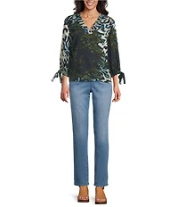 Westbound Petite High Rise Patch Pocket Straight Leg Pull-On Denim Pants