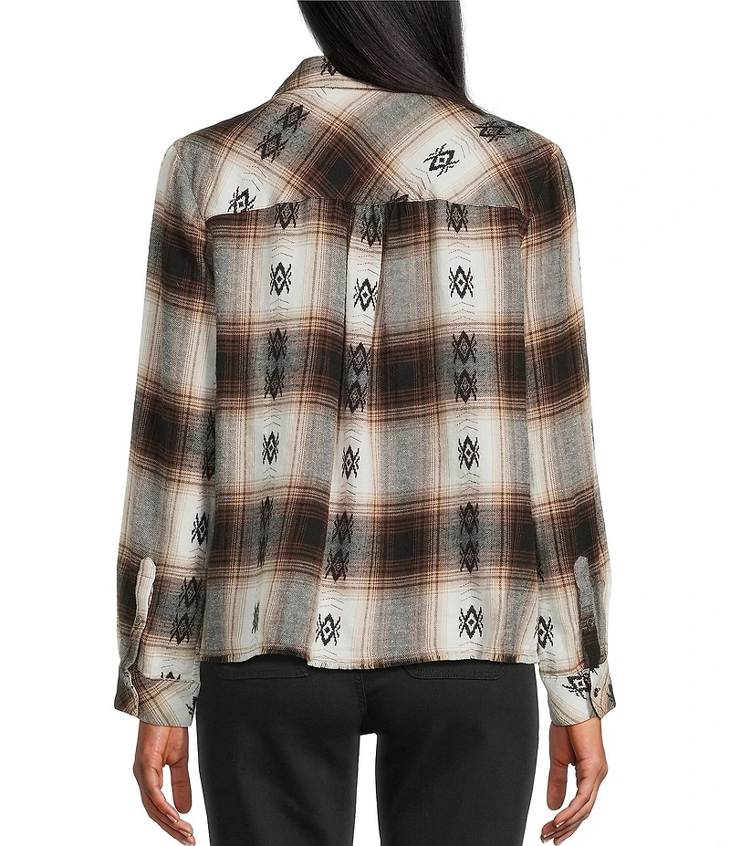 Westbound Petite Long Sleeve Y-Neck Button Front Top