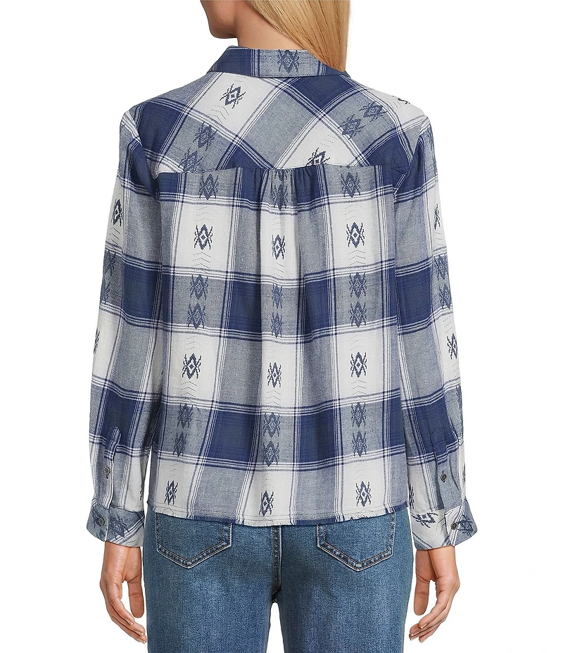 Westbound Petite Long Sleeve Y-Neck Button Front Top