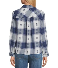 Westbound Petite Long Sleeve Y-Neck Button Front Top