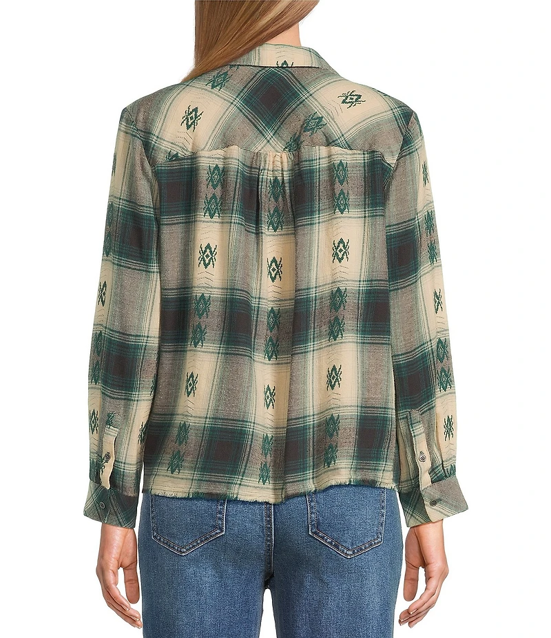 Westbound Petite Long Sleeve Y-Neck Button Front Top