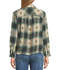 Westbound Petite Long Sleeve Y-Neck Button Front Top