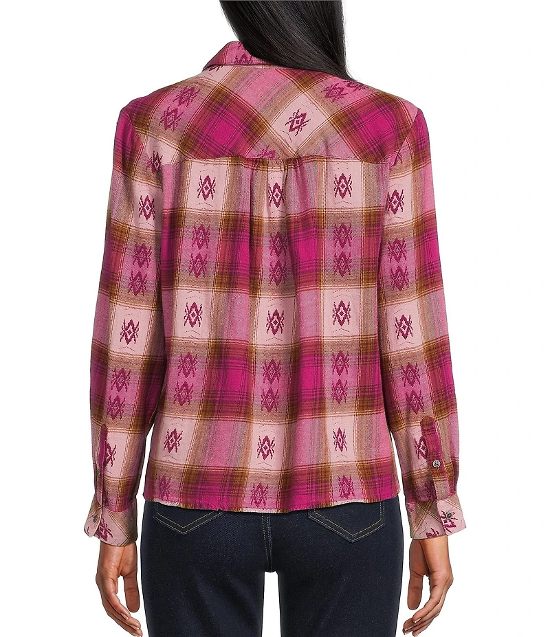 Westbound Petite Long Sleeve Y-Neck Button Front Top