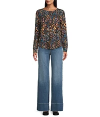 Westbound Petite Multi Soft Spots Long Sleeve Crew Neck Knit Tee